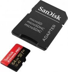 Карта памяти SanDisk Extreme Pro microSDXC 64 Гб, 170/90 МБ / с A2 C10 V30 цена и информация | Карты памяти для телефонов | kaup24.ee