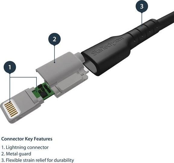 STARTECH 2m USB to Lightning Cable black hind ja info | Mobiiltelefonide kaablid | kaup24.ee