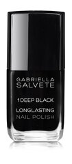 Gabriella Salvete Longlasting Enamel küünelakk 11 ml, 01 Deep Black цена и информация | Лаки для ногтей, укрепители для ногтей | kaup24.ee