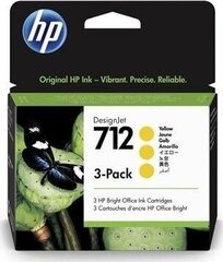HP 712 3-Pack 29-ml Yellow DesignJet Ink Cartridge (3ED79A), желтый цена и информация | Картриджи для струйных принтеров | kaup24.ee