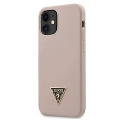 Силиконовый металлический треугольный чехол Guess для iPhone 12 mini 5.4, светло-розовый GUHCP12SLSTMLP  цена и информация | Чехлы для телефонов | kaup24.ee