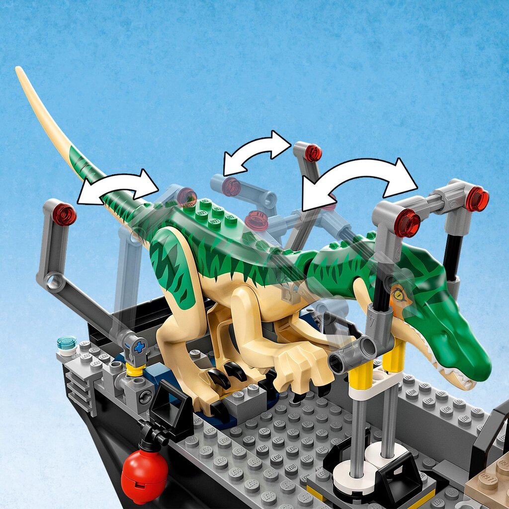 76942 LEGO® Jurassic World Baryonyxi dinosauruste põgenemine paadiga hind ja info | Klotsid ja konstruktorid | kaup24.ee