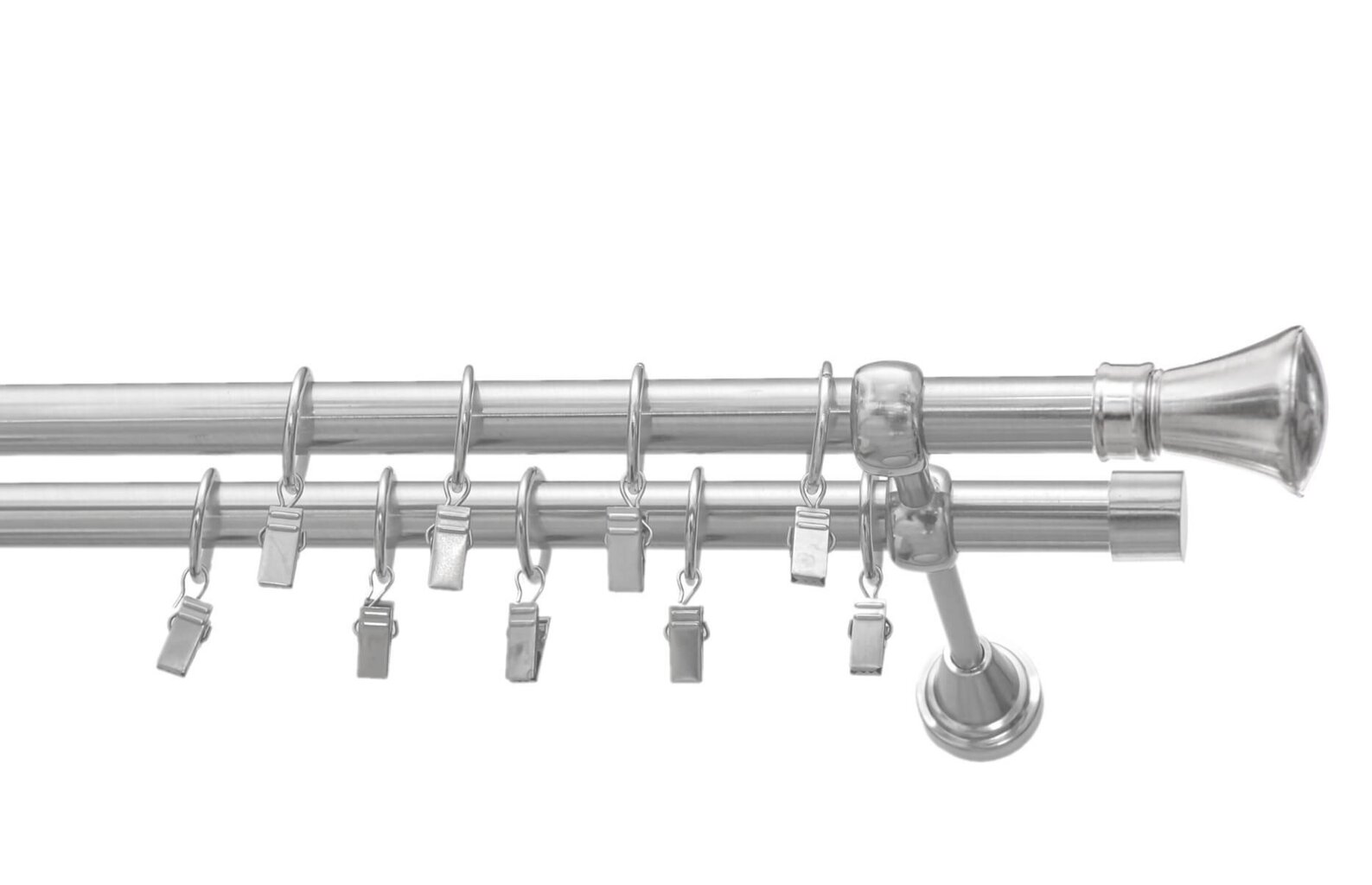 Kahekordne karniis 19 mm + 19 mm SPECJAL, 250 cm, hõbedane цена и информация | Kardinapuud | kaup24.ee