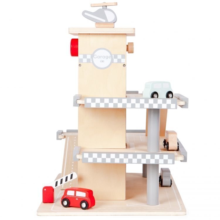 Ecotoys puidust kolmekordne garaaz autodega hind ja info | Poiste mänguasjad | kaup24.ee