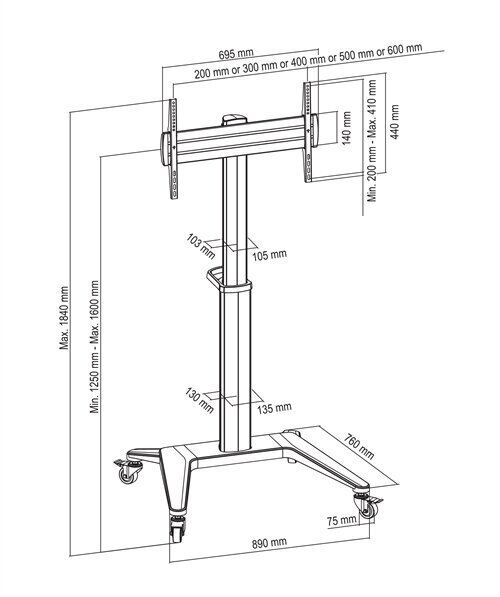 Deltaco ARM-0452, Vesa 200x200 - 600x400, 37-70" цена и информация | Teleri seinakinnitused ja hoidjad | kaup24.ee