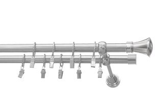 Kahekordne karniis 19 mm + 19 mm SPECJAL, 200 cm, hõbedane hind ja info | Kardinapuud | kaup24.ee