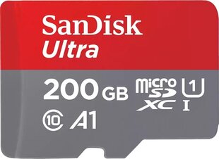 SanDisk Ultra mälukaart, 200GB, MicroSDXC, C10 hind ja info | Fotoaparaatide mälukaardid | kaup24.ee