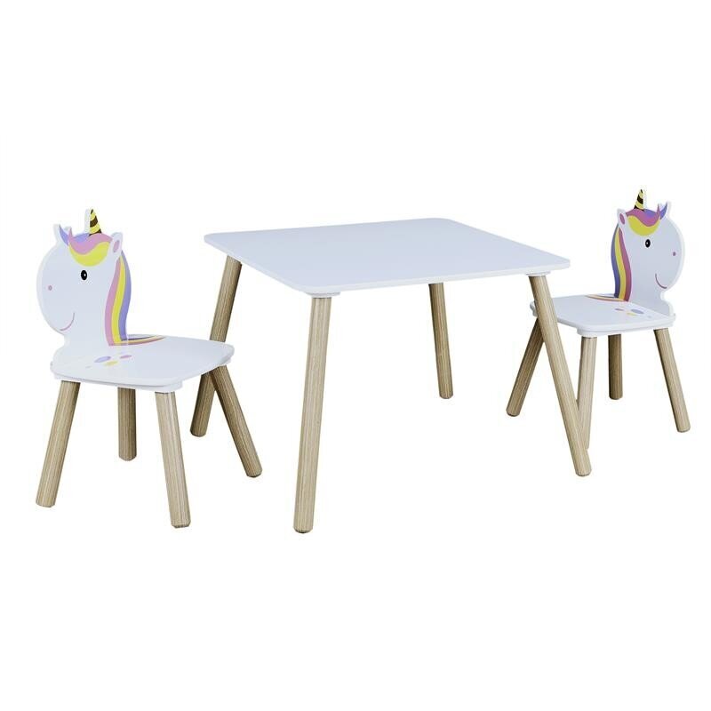 Valge lastelaud, kahe UNICORN tooliga hind ja info | Laste lauad ja toolid | kaup24.ee
