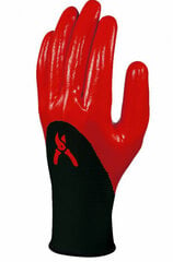 Перчатки, полиэстер с нитриловым покрытием, красный 10, Delta Plus цена и информация | Рабочие перчатки | kaup24.ee