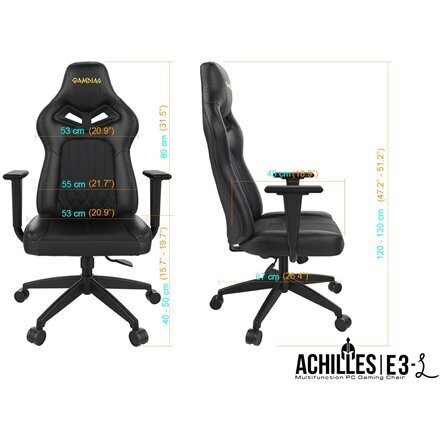 Mänguritool Gamdias ACHILLES E3 L, Black/Blue hind ja info | Kontoritoolid | kaup24.ee