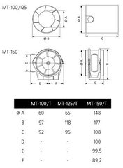 Cata MT100 цена и информация | Vannitoa ventilaatorid | kaup24.ee