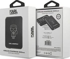 Karl Lagerfeld KLPBMSOIBK Powerbank MagSafe Переносная зарядная батарея 2.1A / 5V / 3000mAh / Черная цена и информация | Зарядные устройства Power bank | kaup24.ee