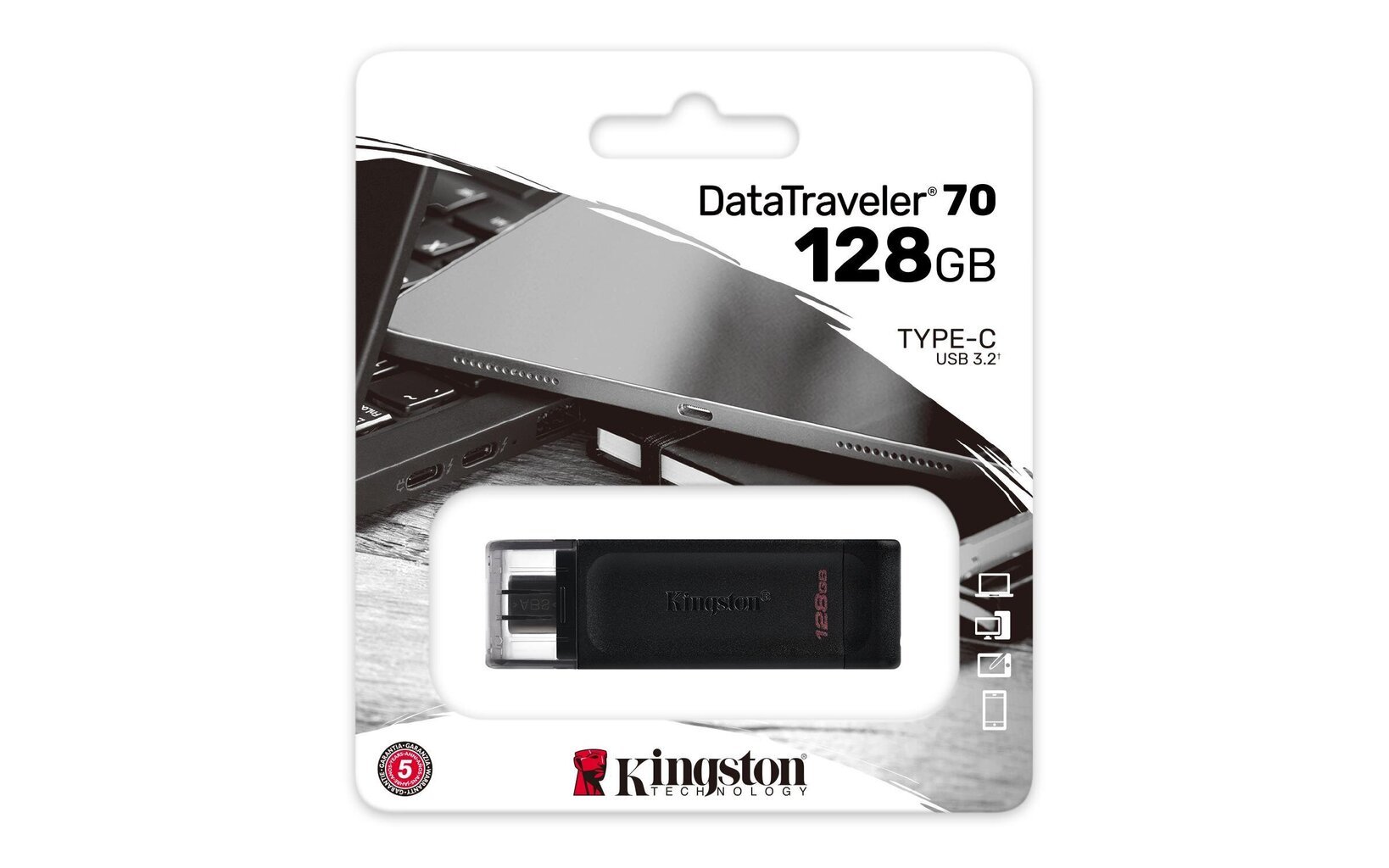 MEMORY DRIVE FLASH USB-C 128GB/DT70/128GB KINGSTON hind ja info | Mälupulgad | kaup24.ee