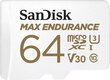 MicroSDXC 64GB mälukaart Sandisk Max Endurance : SDSQQVR-064G-GN6IA hind ja info | Fotoaparaatide mälukaardid | kaup24.ee