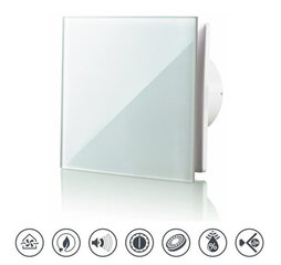 Вытяжной вентилятор Vlano A-GLAS WH с белой стеклянной панелью цена и информация | Vannitoa ventilaatorid | kaup24.ee