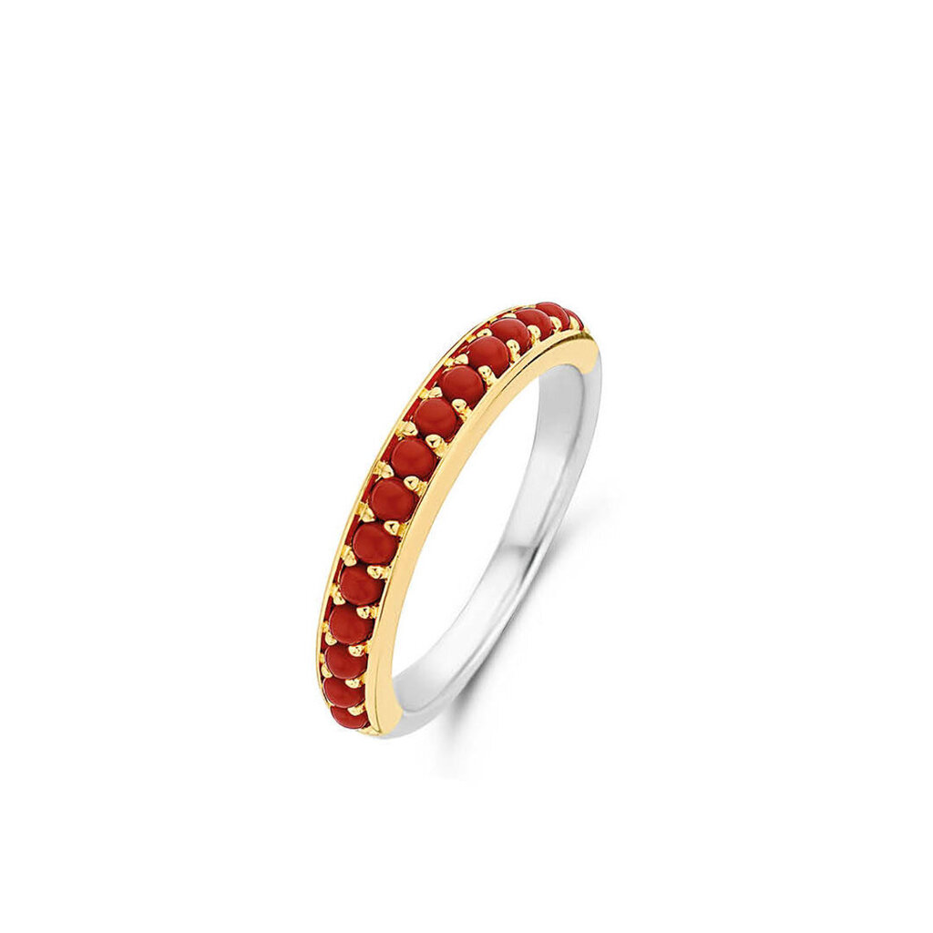 Ti Sento punaste kivide ja kullaga hõbesõrmus 901013687 цена и информация | Sõrmused | kaup24.ee