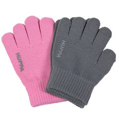 Huppa laste kevad-sügis sõrmkindad LEVI 2tk, roosa-hall цена и информация | Шапки, перчатки, шарфы для девочек | kaup24.ee