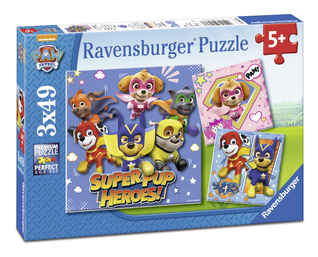 Ravensburger pusle 3x49 tk Käpa Patrull hind ja info | Pusled | kaup24.ee