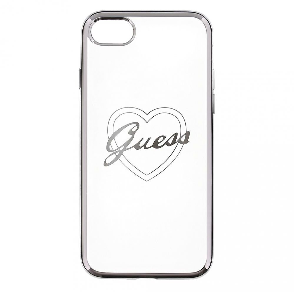 Kaitseümbris GUESS Signature Heart sobib Apple iPhone 7 4.7", läbipaistev/hõbedane цена и информация | Telefoni kaaned, ümbrised | kaup24.ee