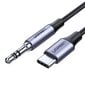 Ugreen AV119 AUX-kaabel USB-C, 3,5 mm, 1 m, tumehall цена и информация | Mobiiltelefonide kaablid | kaup24.ee