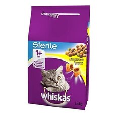 Whiskas Sterile сухой корм с курицей для стерилизованных кошек, 1.4 кг цена и информация | Сухой корм для кошек | kaup24.ee