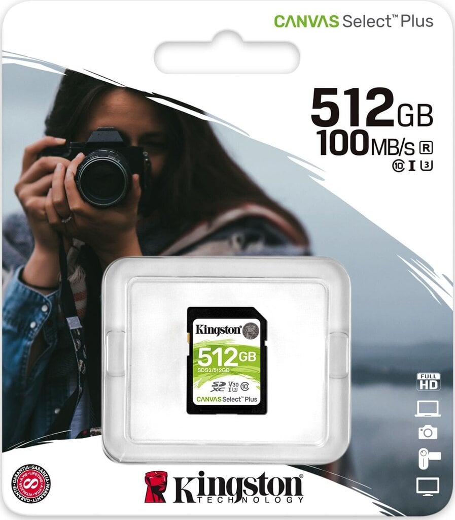 Kingston Technology Canvas Select Plus mälukaart 512 GB SDXC UHS-I Klass 10 hind ja info | Fotoaparaatide mälukaardid | kaup24.ee