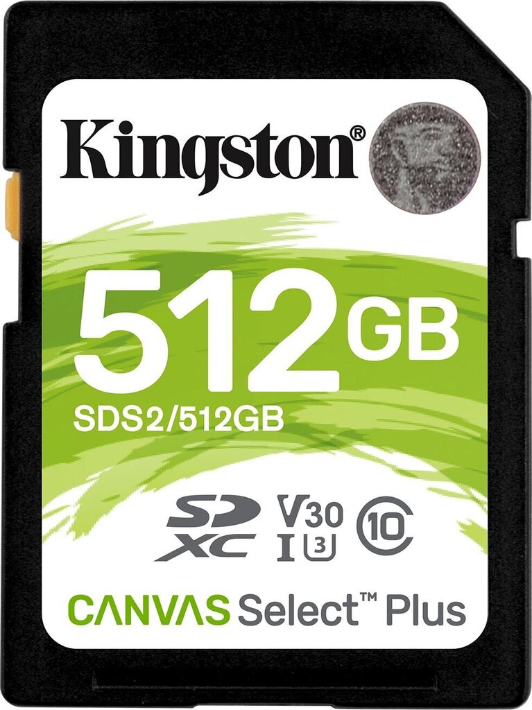 Kingston Technology Canvas Select Plus mälukaart 512 GB SDXC UHS-I Klass 10 hind ja info | Fotoaparaatide mälukaardid | kaup24.ee