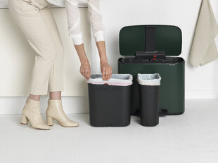 Brabantia Bo pedaaliga prügikast 11+23L, Pine Green hind ja info | Prügikastid | kaup24.ee