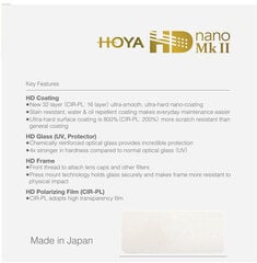 Hoya filter ringpolarisatsioon HD Nano Mk II 55mm hind ja info | Filtrid fotoaparaatidele | kaup24.ee