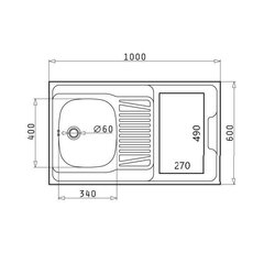 Мойка Pyramis, без варочной поверхности 100x60 cm цена и информация | Раковины на кухню | kaup24.ee