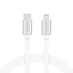 3.1 USB-C - Lightning Kaabel 2m Swissten Textile : valge/hõbe hind ja info | Kaablid ja juhtmed | kaup24.ee