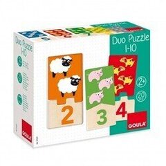 Puidust pusle numbritega Duo Puzzle 1-10, 20d. Goula 53329 hind ja info | Pusled | kaup24.ee