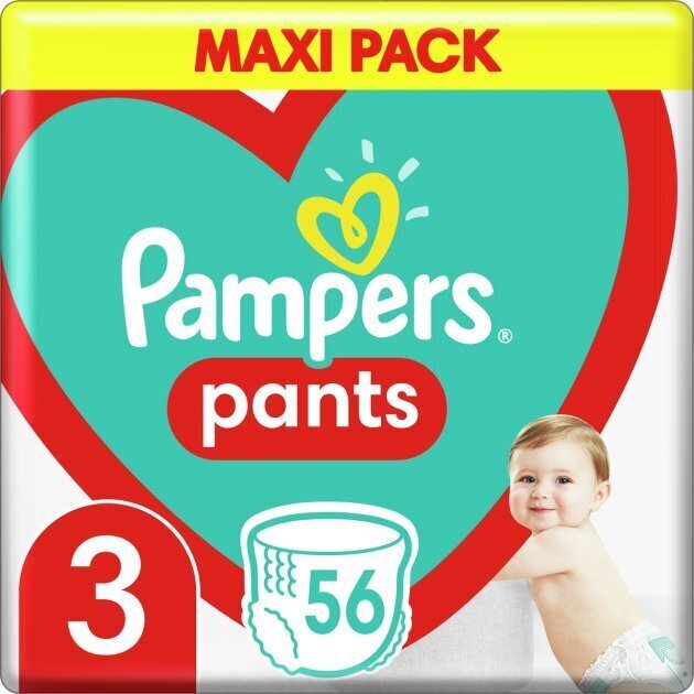 Püksmähkmed Pampers Pants Maxi Pack 3 suurus, 56 tk цена и информация | Mähkmed | kaup24.ee