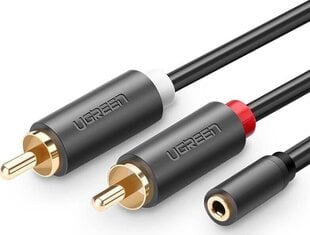 UGREEN 2 x RCA -kaabel, 3,5 mm, 1 m, must, AV102 hind ja info | Kaablid ja juhtmed | kaup24.ee