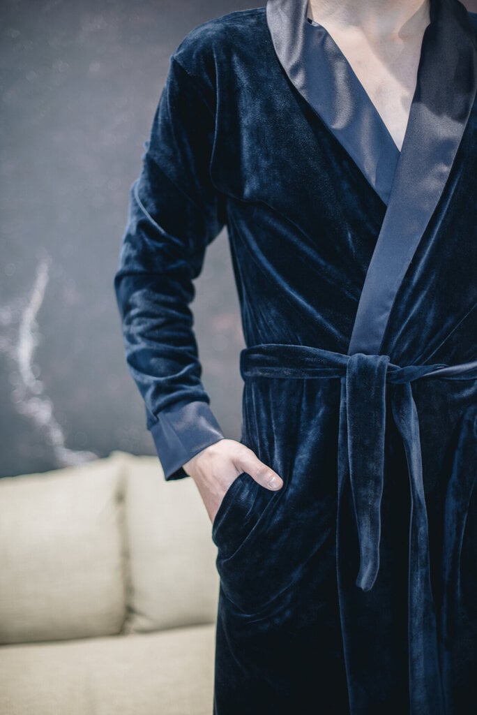 Meeste veluurist hommikumantel, sinine hind ja info | Meeste hommikumantlid, pidžaamad | kaup24.ee