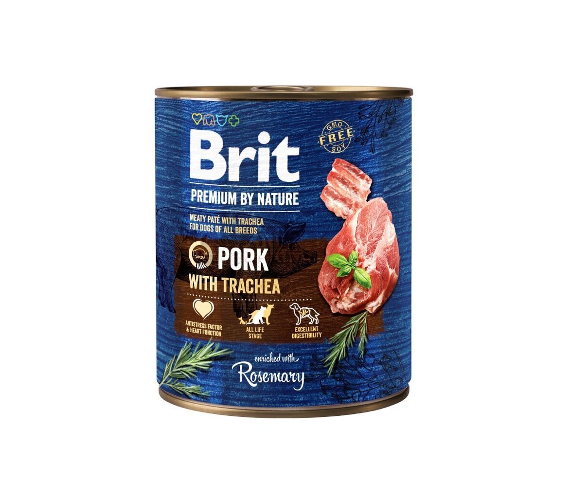 Brit Premium by Nature konserv Pork with Trachea koertele 800g цена и информация | Konservid koertele | kaup24.ee