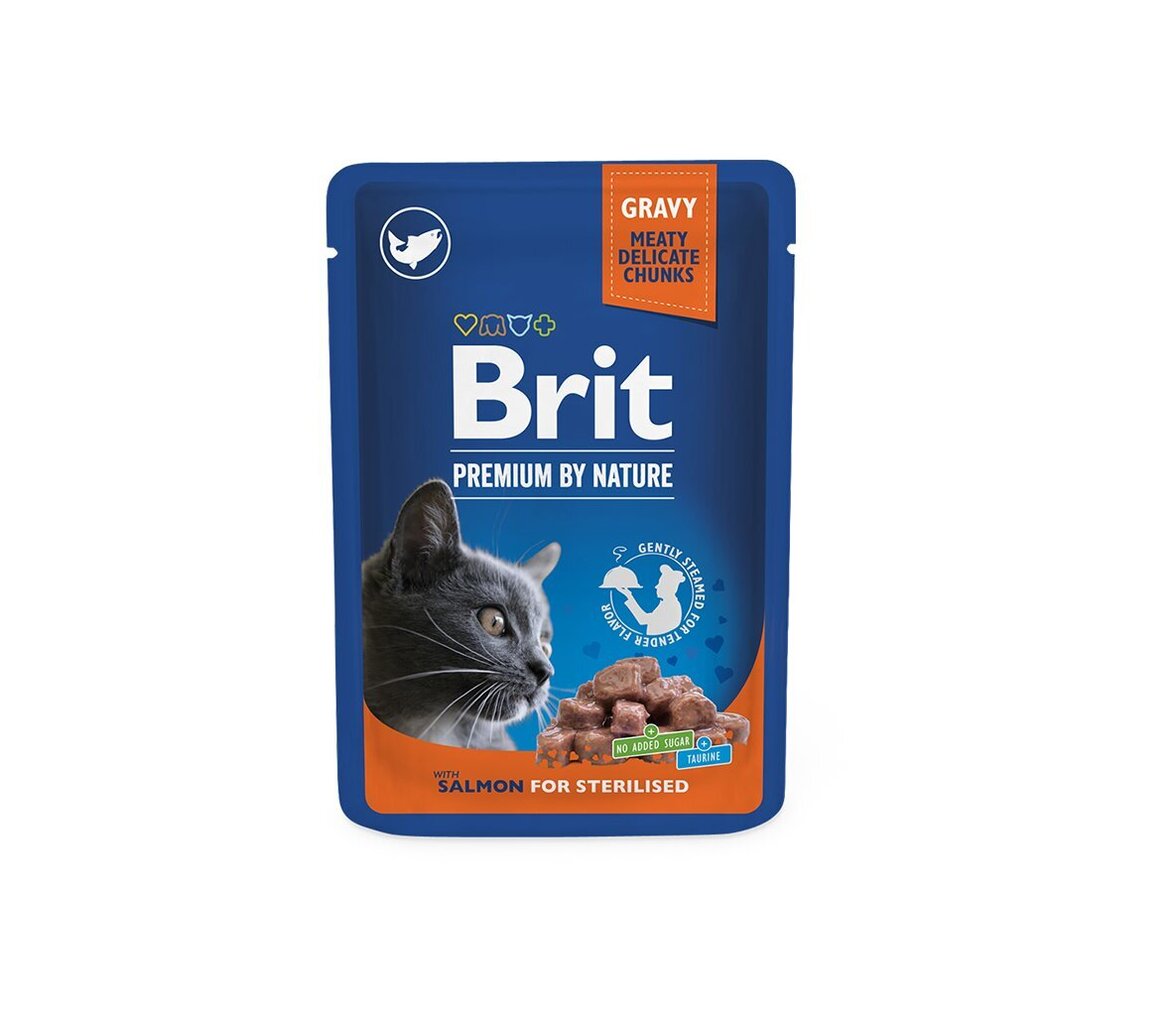 Brit Premium Salmon märgtoit steriliseeritud kassidele 100g hind ja info | Konservid kassidele | kaup24.ee