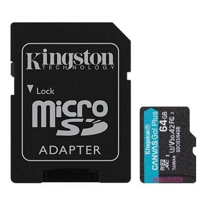 MEMORY MICRO SDXC 64GB UHS-I/W/ADAPTER SDCG3/64GB KINGSTON цена и информация | Mobiiltelefonide mälukaardid | kaup24.ee