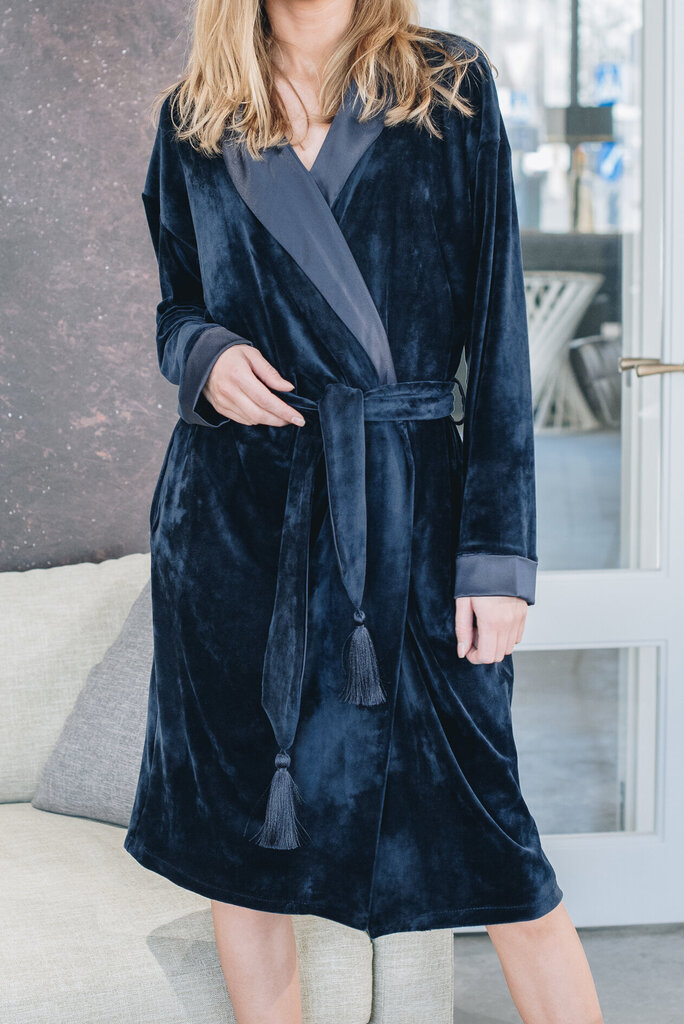 Naiste veluurist hommikumantel, sinine hind ja info | Naiste hommikumantlid | kaup24.ee