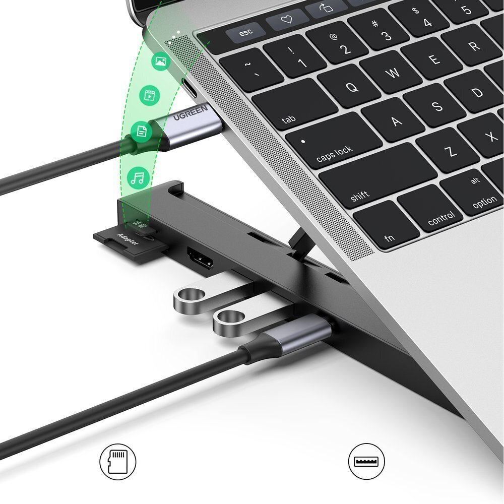 Sülearvuti aluse dokkimisjaam UGREEN X-KIT, USB-C, 2xUSB 3.0, 4K HDMI, SD/TF, must цена и информация | Sülearvuti tarvikud | kaup24.ee