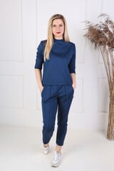 Klassikaline trikotaažist kostüüm, kandiga, sinine hind ja info | Naiste kostüümid | kaup24.ee