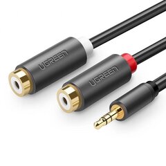 UGREEN AV109 isane 3,5 mm pesa kuni 2x naissoost RCA (Cinch) kaabel 1 m (must) hind ja info | Kaablid ja juhtmed | kaup24.ee