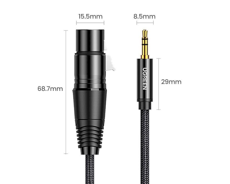 UGREEN AV131 emane XLR -kaabel pistikupesale 3,5 meest - 2 m (must) цена и информация | Kaablid ja juhtmed | kaup24.ee