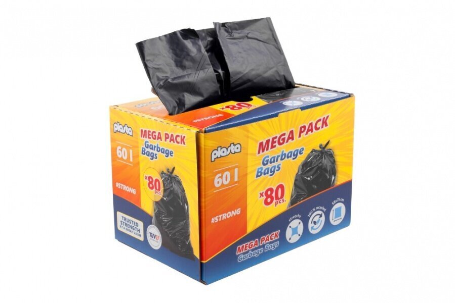 MEGA PACK prügikotid, 60 l x 80 tk. цена и информация | Prügikotid | kaup24.ee