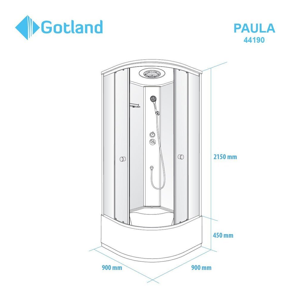 Suletud dušikabiin GOTLAND PAULA 90x90x215cm hind ja info | Dušikabiinid | kaup24.ee
