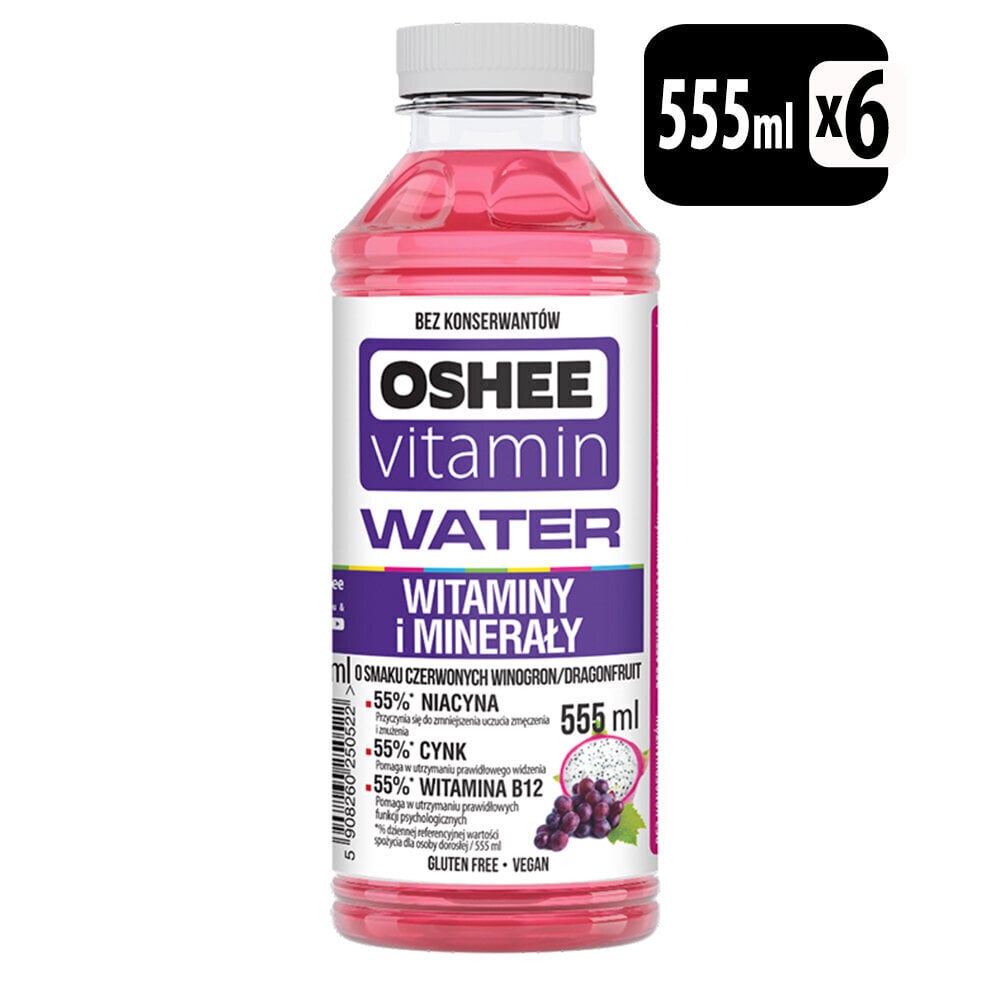 Vitaminiseeritud vesi OSHEE vitamiinid ja mineraalid, 555 ml x 6 цена и информация | Karastusjoogid | kaup24.ee