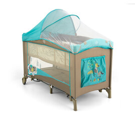 Кровать для путешествий Delux, бежевый/синий цена и информация | Манежи для детей | kaup24.ee