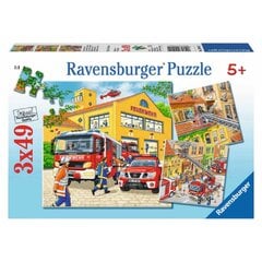 Ravensburger puzzle 3*49 tk Tuletõrjebrigaad tegutsemas цена и информация | Пазлы | kaup24.ee