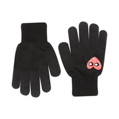 Перчатки для девочек Rak R-012A DB Сердце, черные цена и информация | Зимняя одежда для детей | kaup24.ee