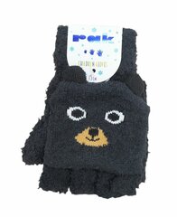 Перчатки отгибаемые детские Rak R-069 Медведь, черные цена и информация | Зимняя одежда для детей | kaup24.ee